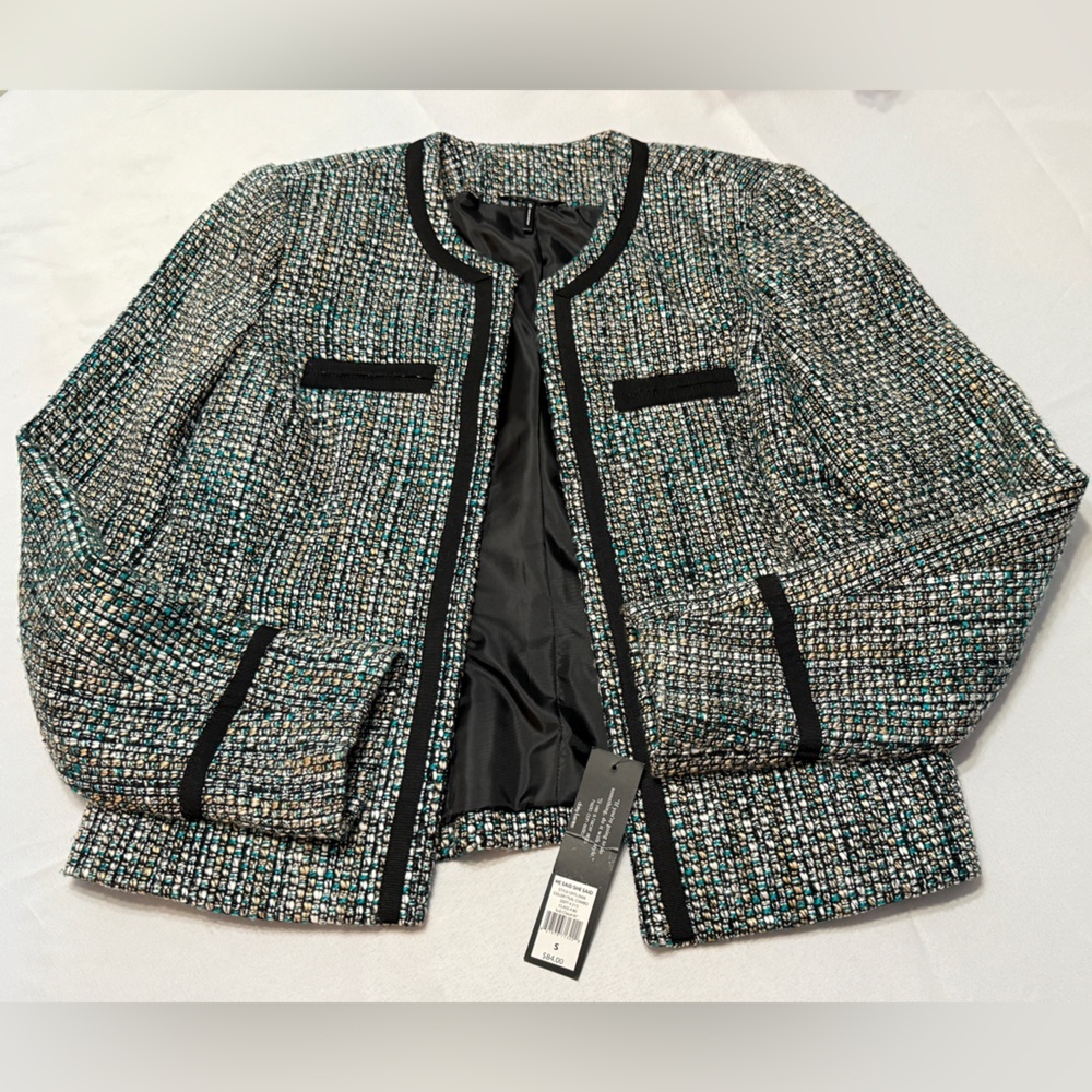 Daisy Fuentes Tweed Blazer - Black, White, and Green